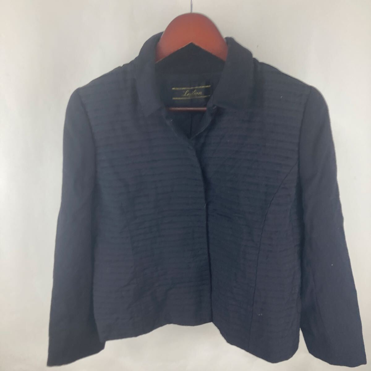 ジャケット レリアン ネイビー Leilian 長袖 ブラック 無地 M トップス シングル カジュアル ジャッケット 古着 激安古着 上着拍卖