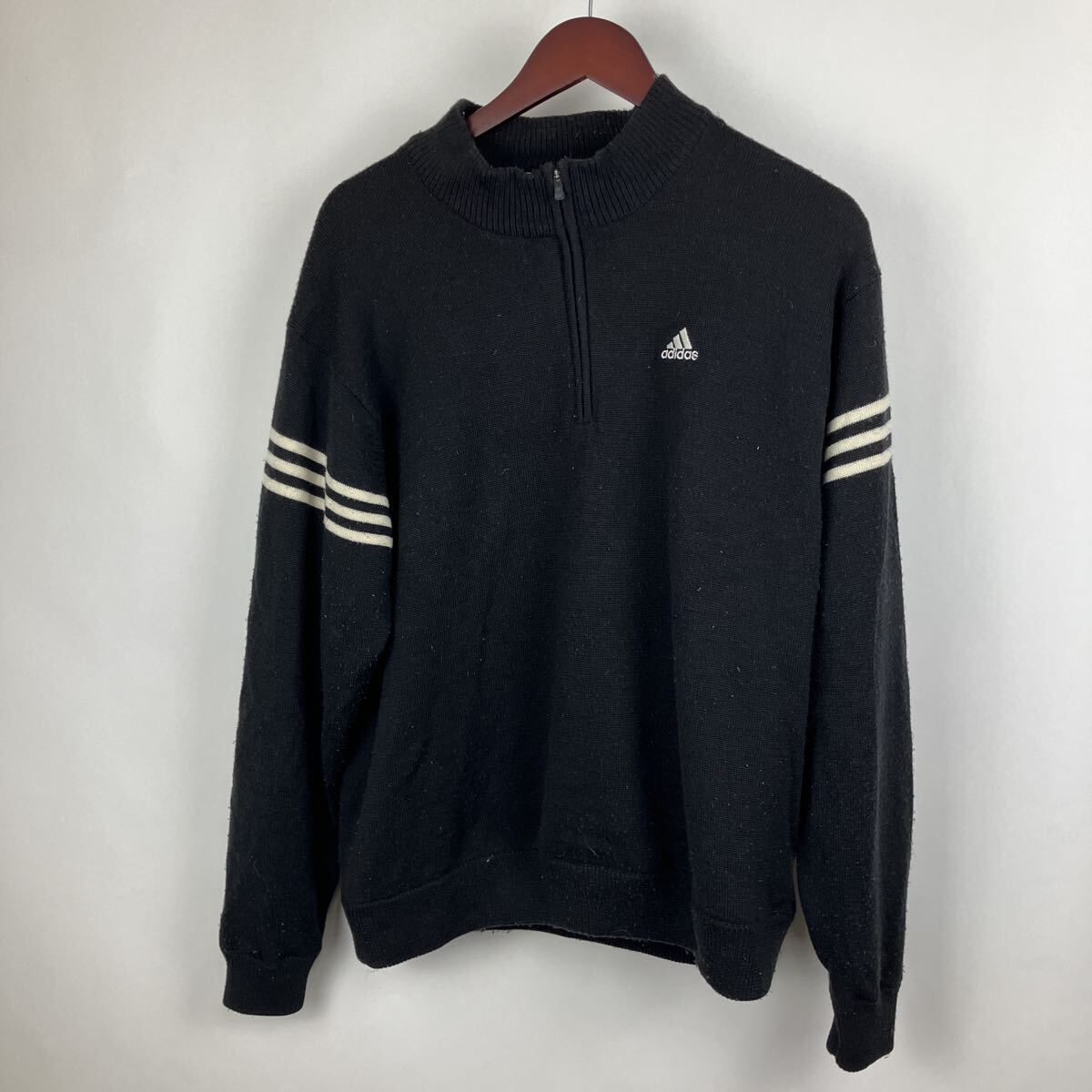 adidas アディダス ハーフジップ ブラック 黒 GOLF ゴルフウェア ゴルフ Mサイズ メンズ 男性向け ワンポイント 拍卖