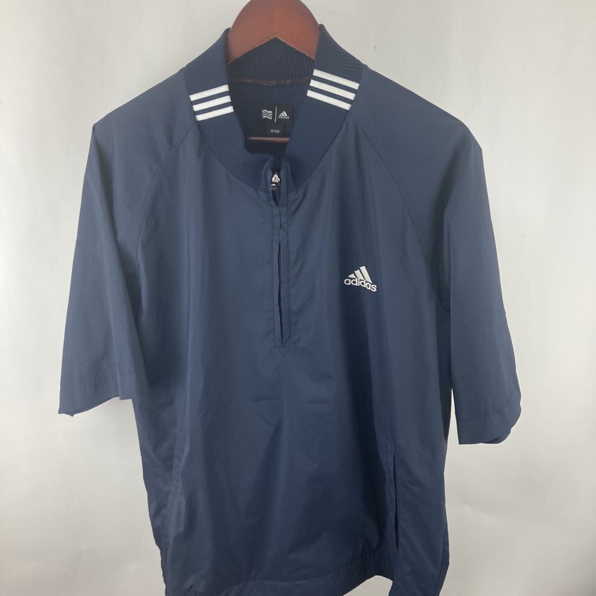 adidas アディダス ハーフジップ アディダスゴルフ 半袖 GOLF 半袖シャツ golf ジャケット ネイビー ストリート 速乾性 激安古着 古着拍卖