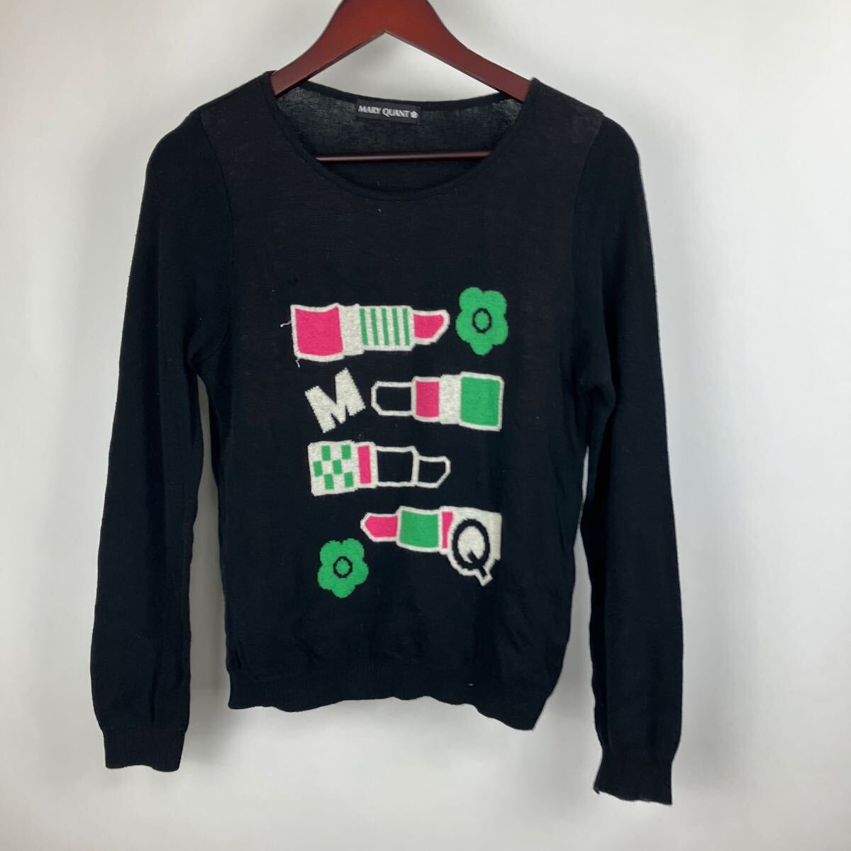 MARY QUANT ブラック 黒 ニット トップス 長袖 セーター ウール Mサイズ レディース 女性用 女性向け 綿 柄 拍卖