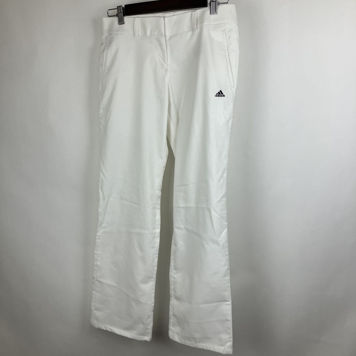 adidas アディダス パンツ GOLF ゴルフ ストレッチ ホワイト Lサイズ メンズ 男性向け 男性用 白 長ズボン ワンポイント拍卖
