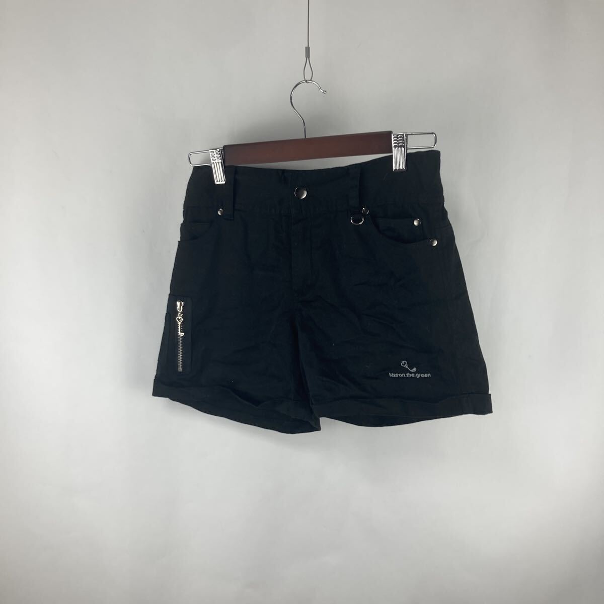 ショートパンツ ブラック ハーフパンツ ボトムス ショーツ パンツ ストレッチ L M 黒 地雷系 サブカル系 激安古着拍卖