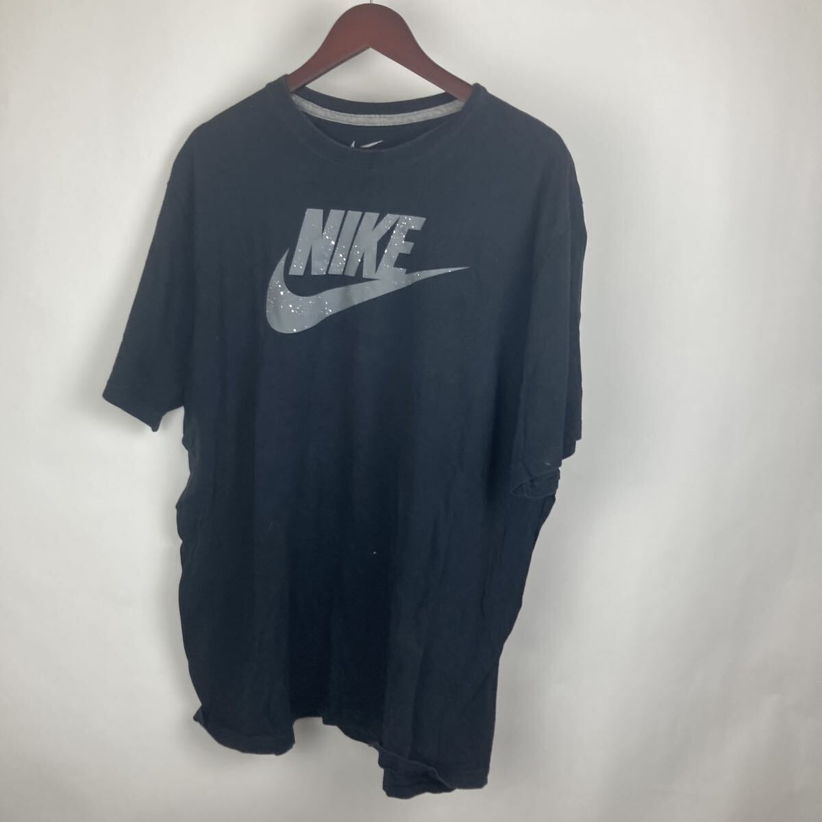 大きいサイズ NIKE ナイキ 半袖Tシャツ ブラック トップス 黒 カットソー Tシャツ 半袖 XXL ビッグ オーバーサイズ プリントTシャツ 古着拍卖