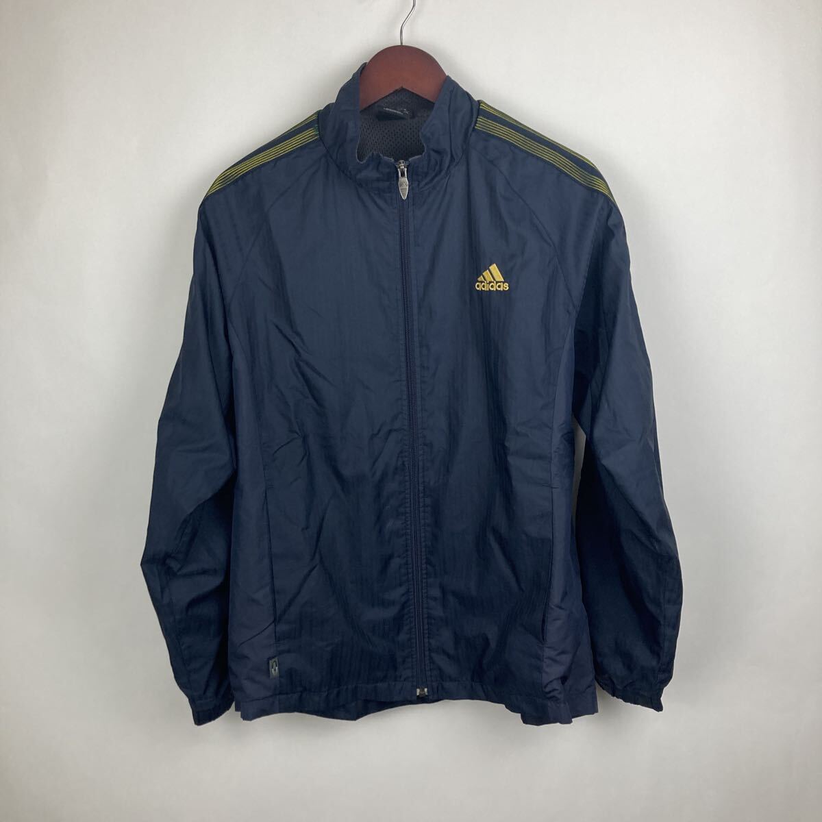 adidas アディダス ネイビー ジャケット L ナイロンジャケット ジップアップ スポーツ ウィンドブレーカー トラック スポーツウェア 古着卸拍卖