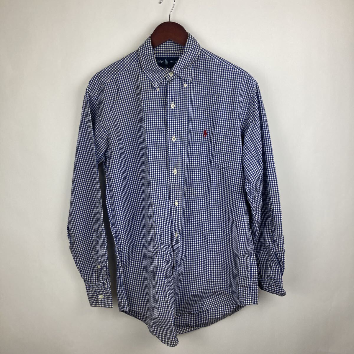 ラルフローレン RALPH LAUREN 長袖シャツ ボタンダウン チェック ブルー 古着 Ralph M チェックシャツ ワンポイント 激安古着 古着 古着卸拍卖