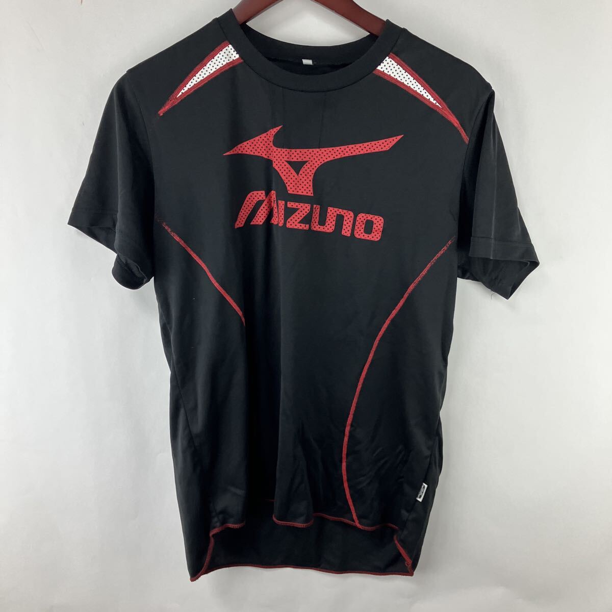 MIZUNO ミズノ 半袖 半袖Tシャツ ブラック レッド Tシャツ Lサイズ 吸汗速乾 メンズ 男性向け 男性用 ビッグロゴ拍卖