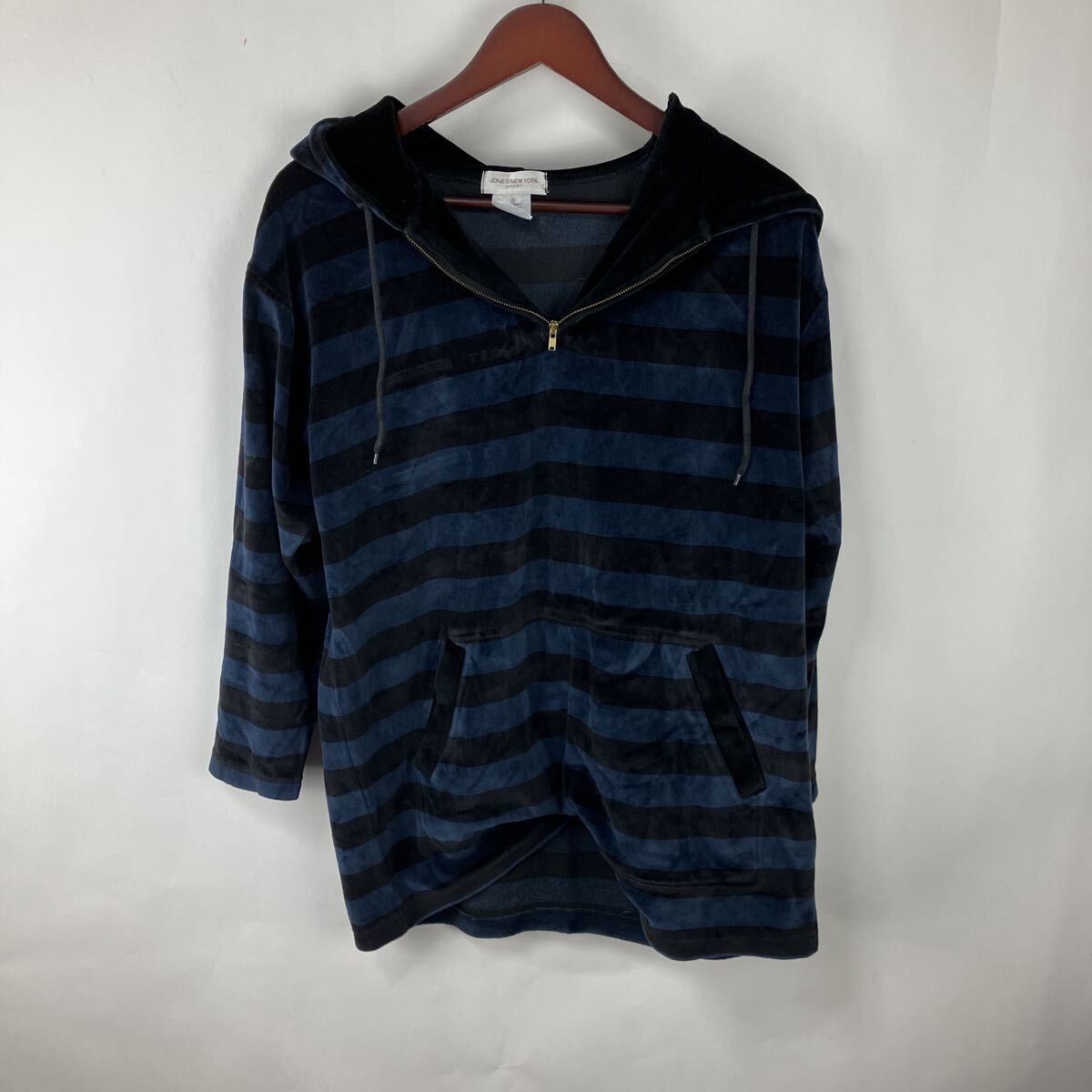 ジョーンズニューヨーク jones new yorK パーカー ジップアップ ネイビー ハーフジップ スウェット ジップパーカー 長袖 トップス ボーダー拍卖