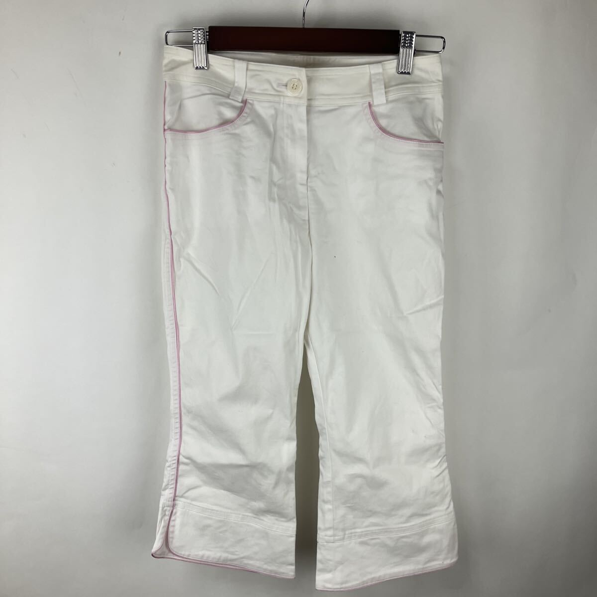 ブラックアンドホワイト black and white パンツ 白 ボトムス M ゴルフウェア 長ズボン ホワイト Mサイズ ピンク拍卖