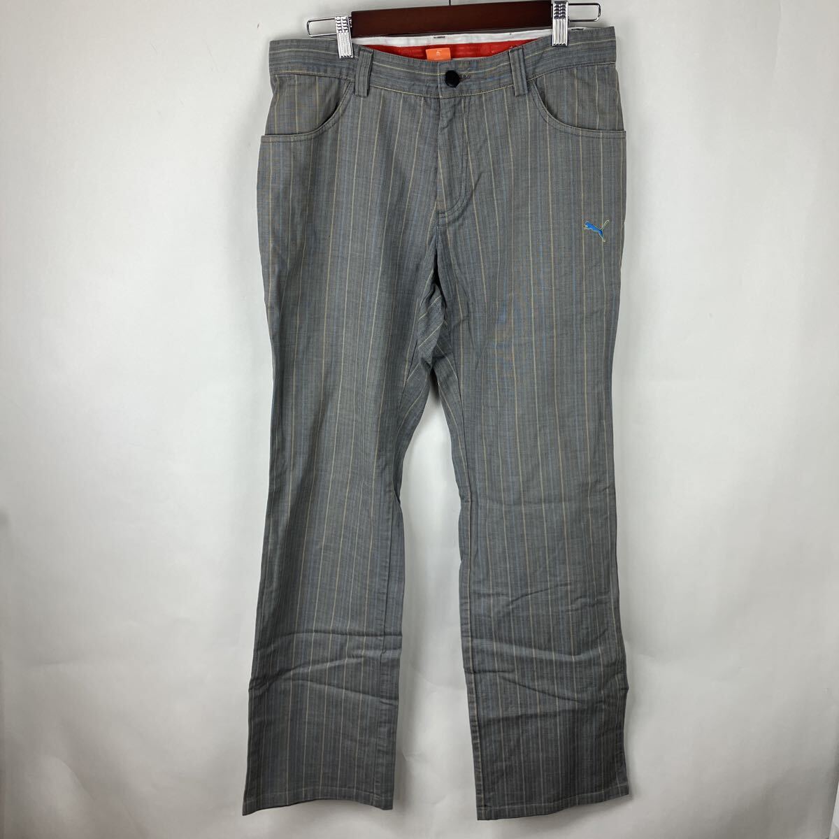 PUMA プーマ パンツ グレー ゴルフウェア GOLF ゴルフパンツ メンズ 男性用 男性向け 長ズボン Lサイズ チェック拍卖