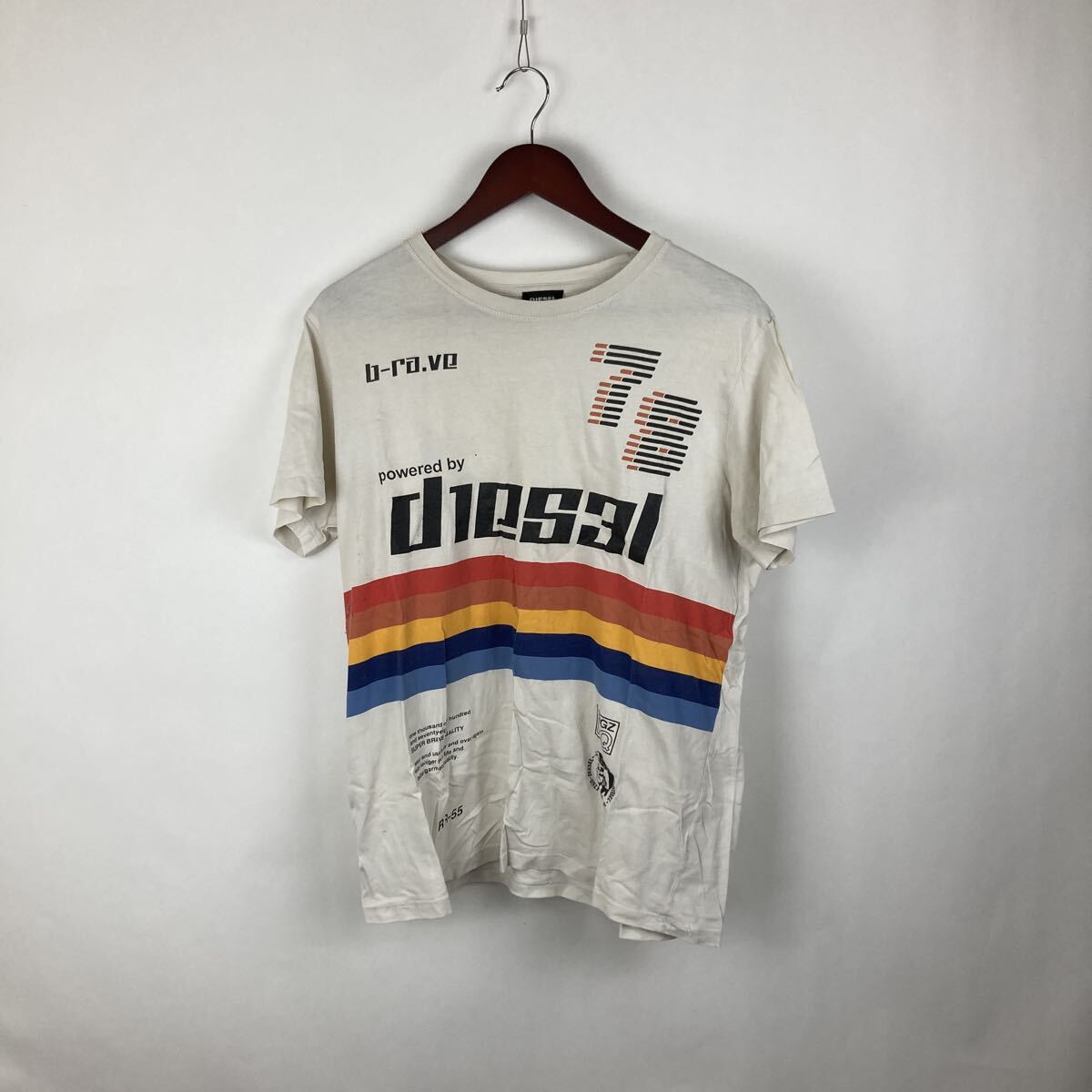 Disney DIESEL ディーゼル Tシャツ ホワイト 半袖 コットン シングルステッチ アメリカ古着 プリント M RAF プリントTシャツ 激安古着拍卖