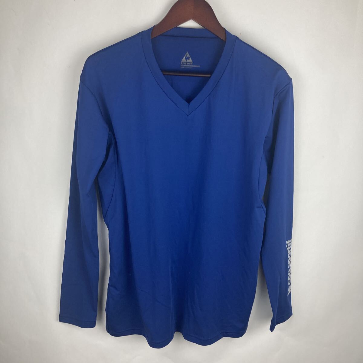 le coq sportif ルコックスポルティフ ブルー 長袖LL ドライTシャツ Tシャツ Vネック メンズ スポーツウェア ランニングウェア拍卖
