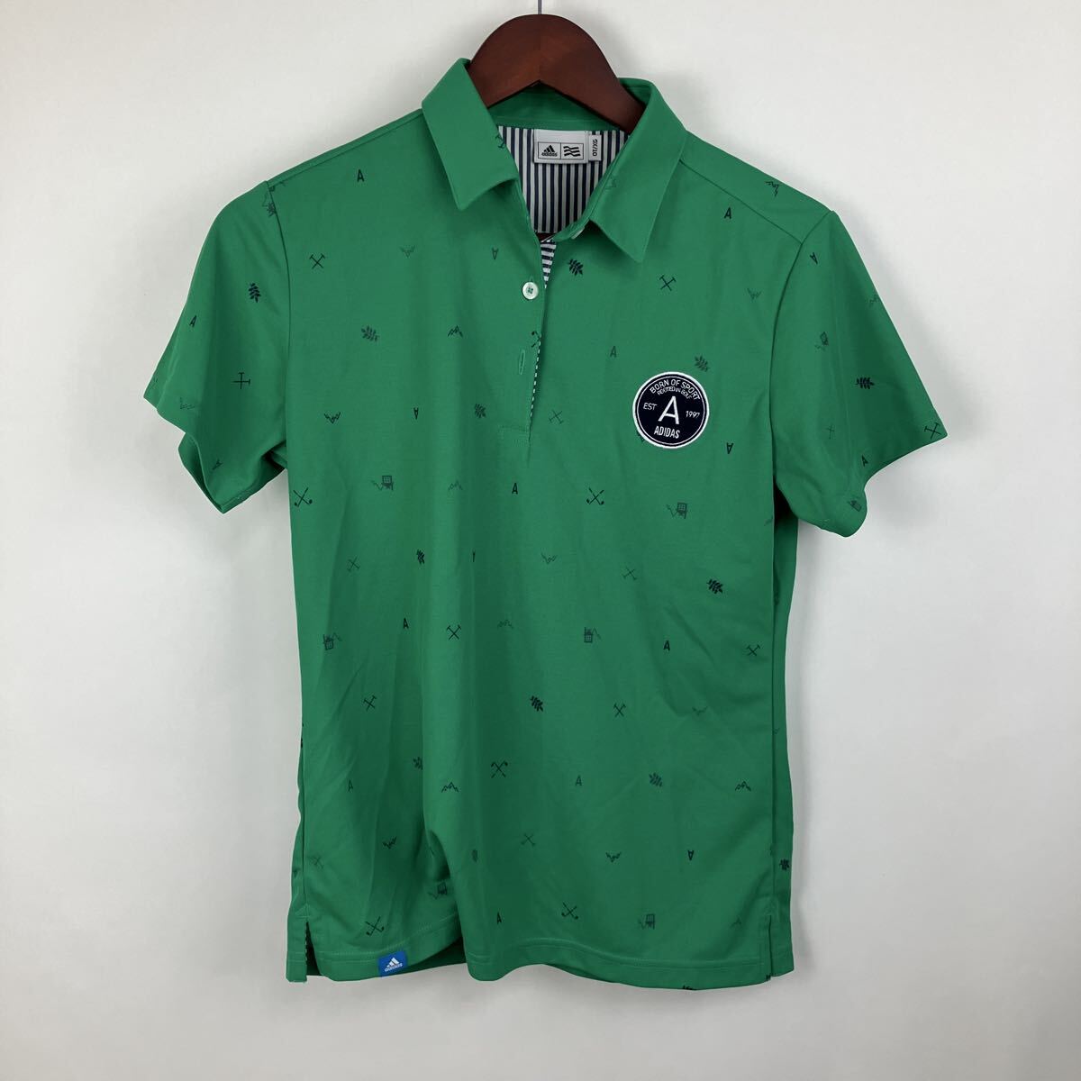 adidas アディダス ポロシャツ ゴルフウェア 半袖ポロシャツ 半袖 グリーン 緑 メンズ 男性用 男性向け ワンポイント Sサイズ 拍卖