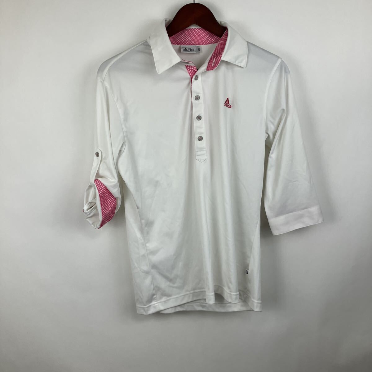 adidas アディダス ポロシャツ Lサイズ スポーツ ゴルフ 半袖ポロシャツ ホワイト 半袖 レディース 女性用 女性向け ワンポイント拍卖