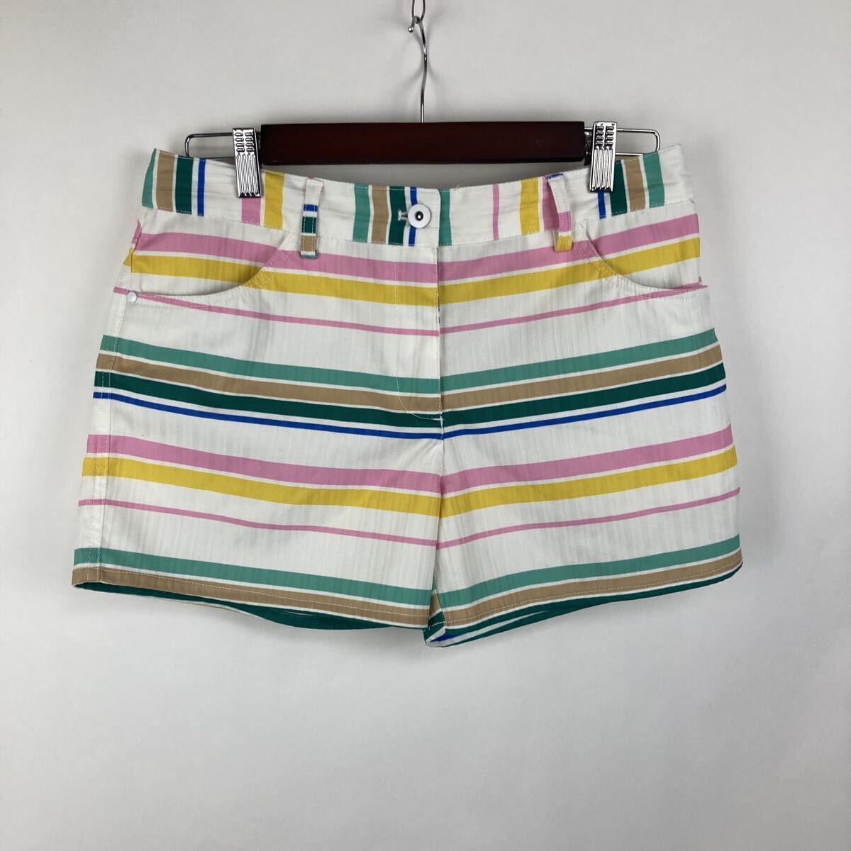 Callaway キャロウェイ ショートパンツ ゴルフウェア M ハーフパンツ ストライプ ショーツ ホワイト 古着    激安古着 古着卸拍卖