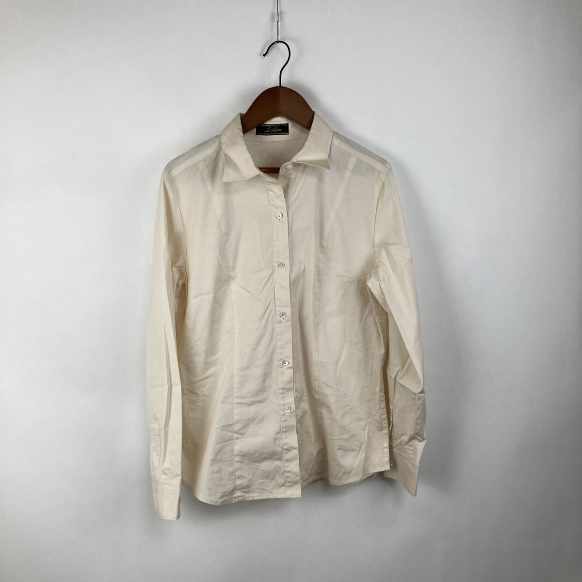 レリアン leilian トップス 長袖シャツ 長袖シャツブラウス 白 長袖 S M ブラウス ワイシャツ ベージュ 激安古着 古着卸拍卖