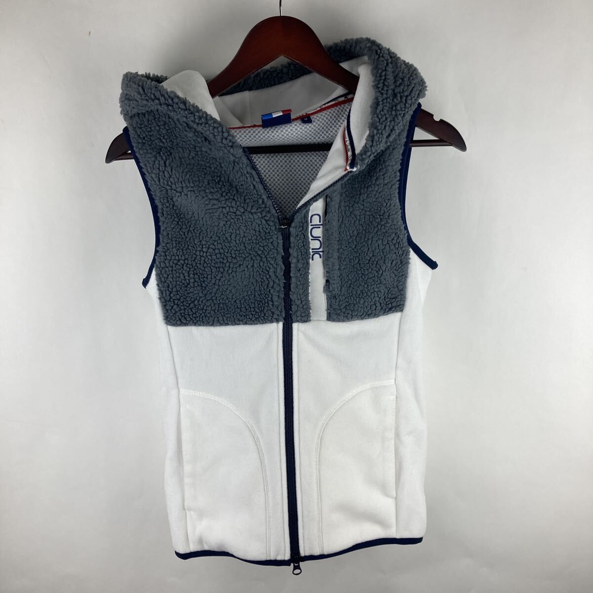 Clunk クランク フリースベスト M ネイビー GOLF アウトドア フリース ジップアップ ホワイト メンズ フード スポーツウェア拍卖