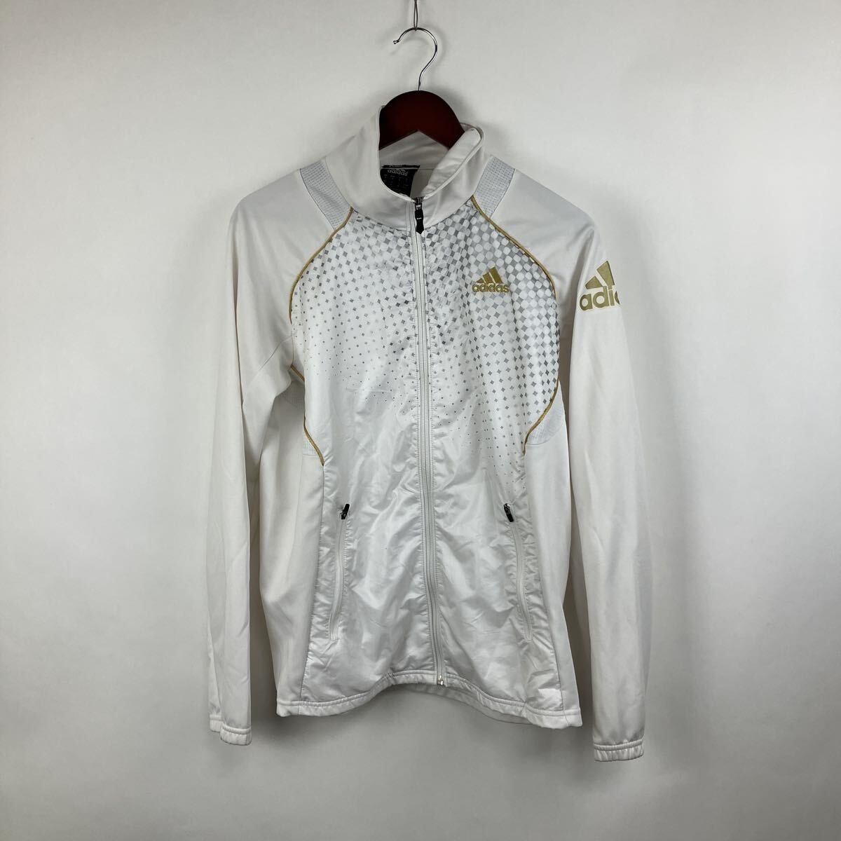adidas アディダス ジャケット ホワイト 白 ナイロンジャケット ウィンドブレーカー メンズ 男性向け ジップアップ ジャージ拍卖