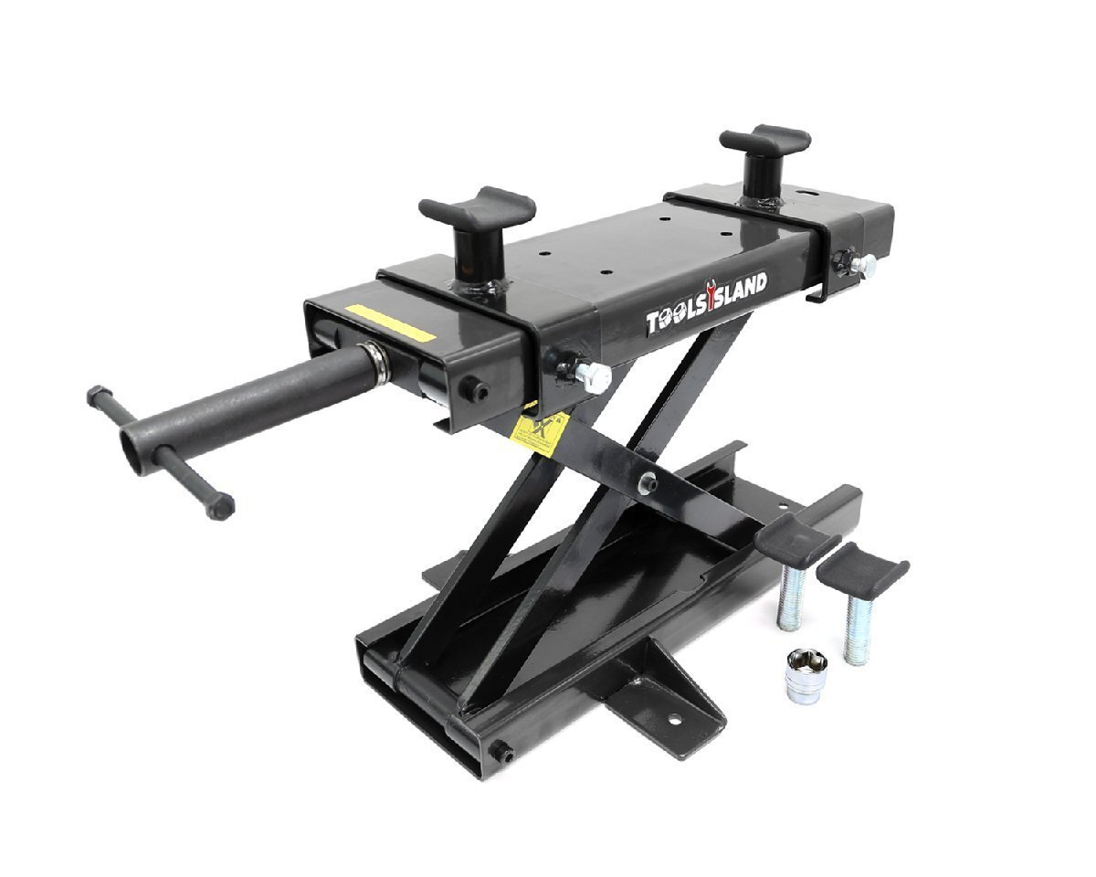 【1台限定セール】アダプター付 モーターサイクルジャッキ 500kg バイクジャッキ バイクリフト 専用ハンドル付 バイクスタンド TD7014-B拍卖