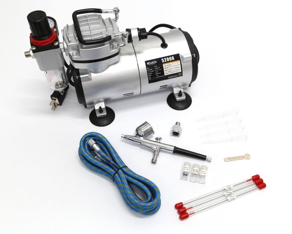 【toolsisland】 スターティングキット オイルレス ミニエアーコンプレッサー ブラシの豪華セット エアコンプレッサー プラモデル 52006※拍卖