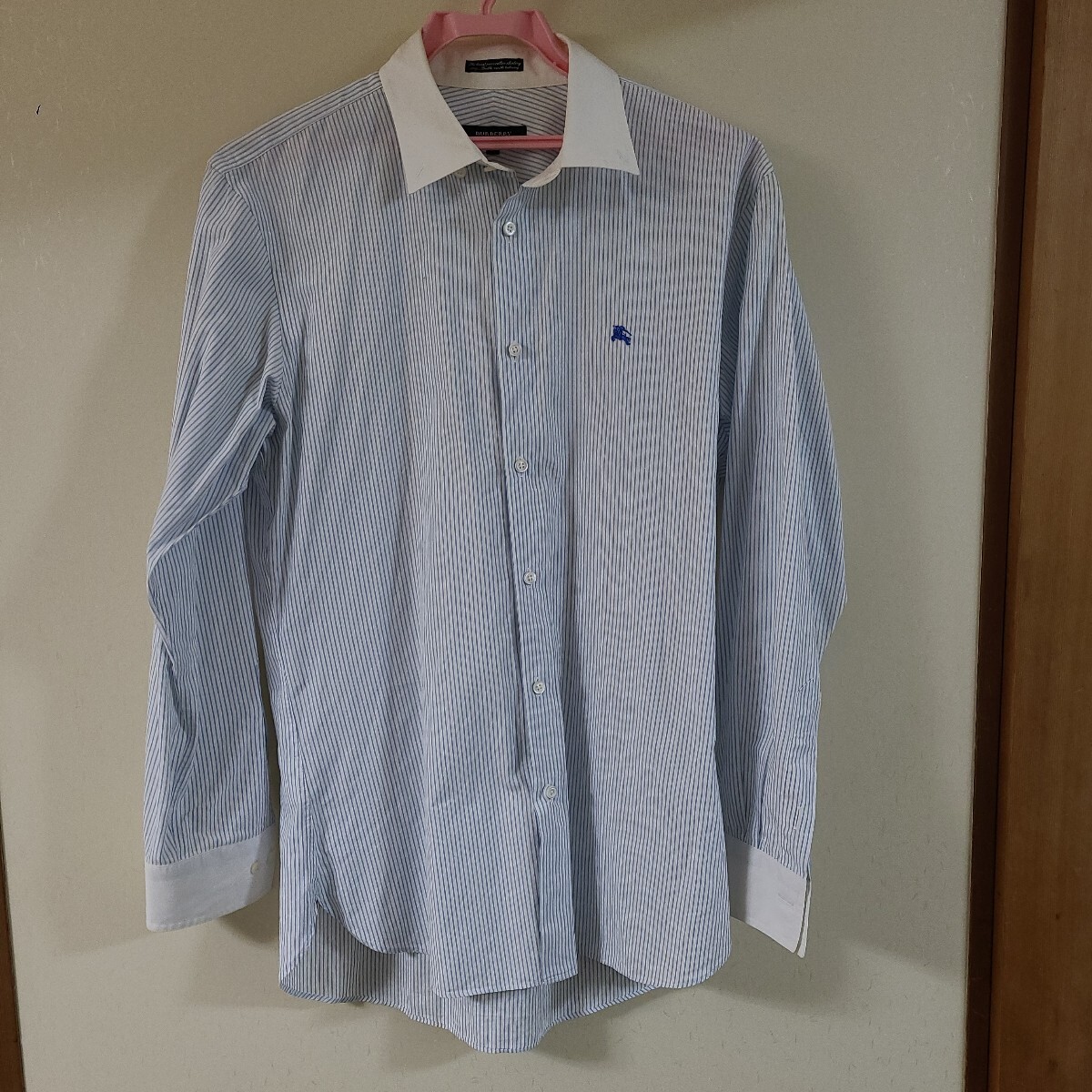 Burberrys オールドバーバリー ストライプ カッターシャツ Yシャツ 長袖 41-82サイズ 青系 ブルー系 シャツ ヴィンテージ拍卖