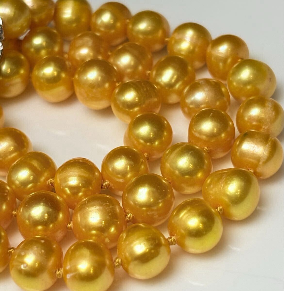 綺麗!ゴールデン!パールネックレス8mm pearl パール necklace jewelry拍卖