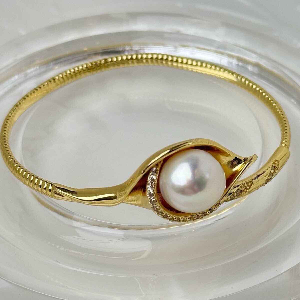 本真珠ブレスレット 12mm K18GP 照り抜群拍卖