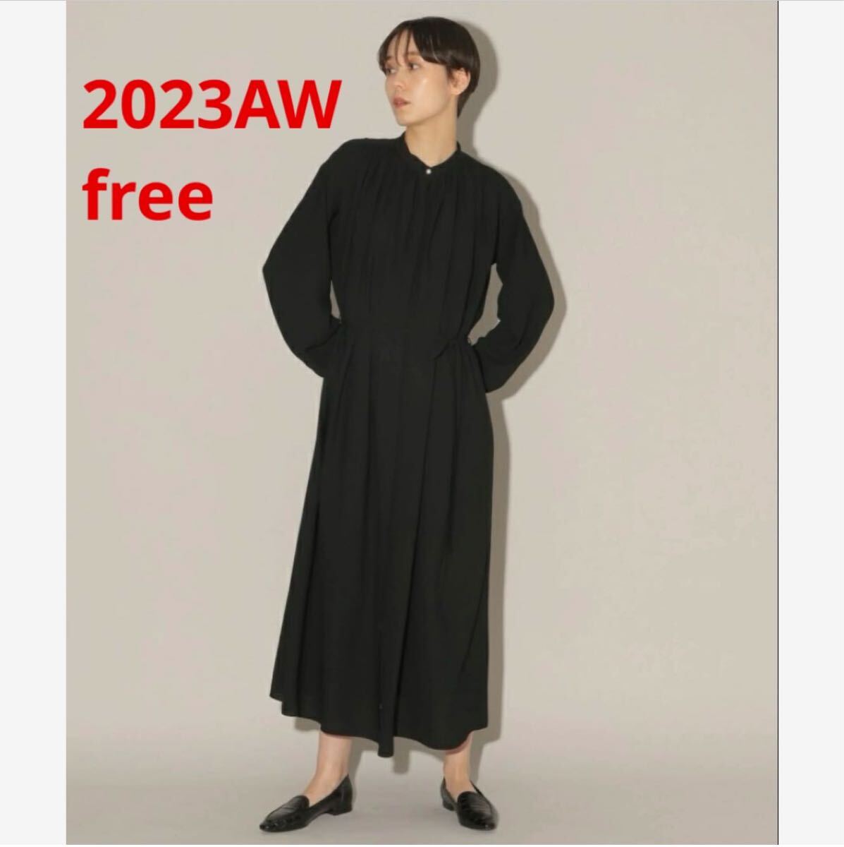未使用*BARNYARDSTORM パールボタンギャザーワンピ 黒 上品見え拍卖