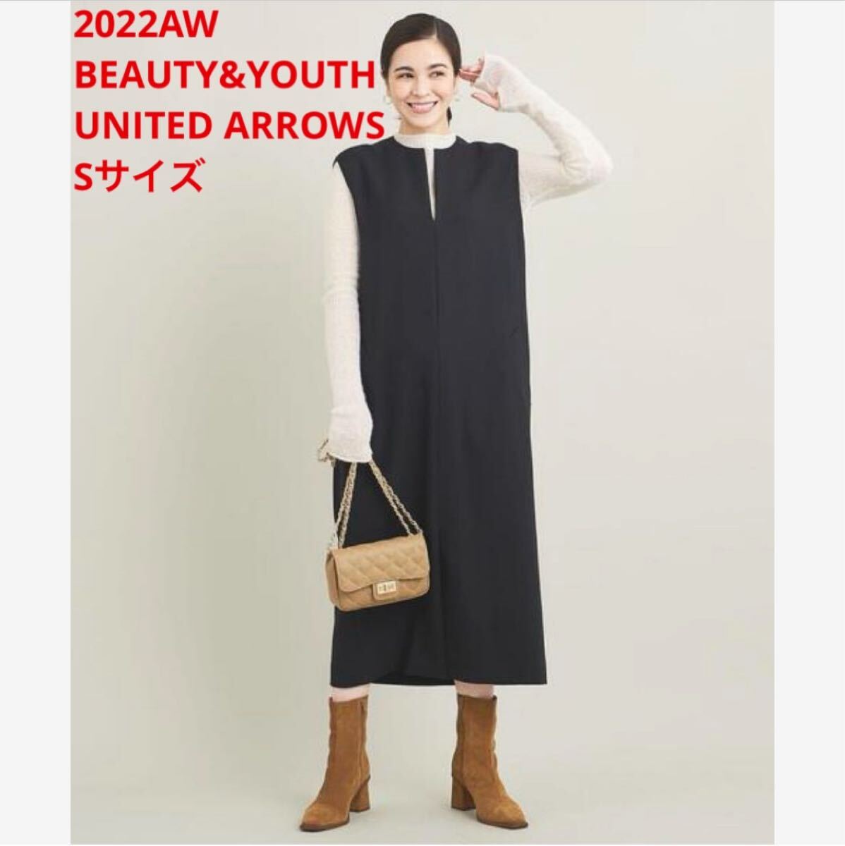 未使用*BEAUTY&YOUTH UNITED ARROWSキーネックワンピ黒ⅷ拍卖
