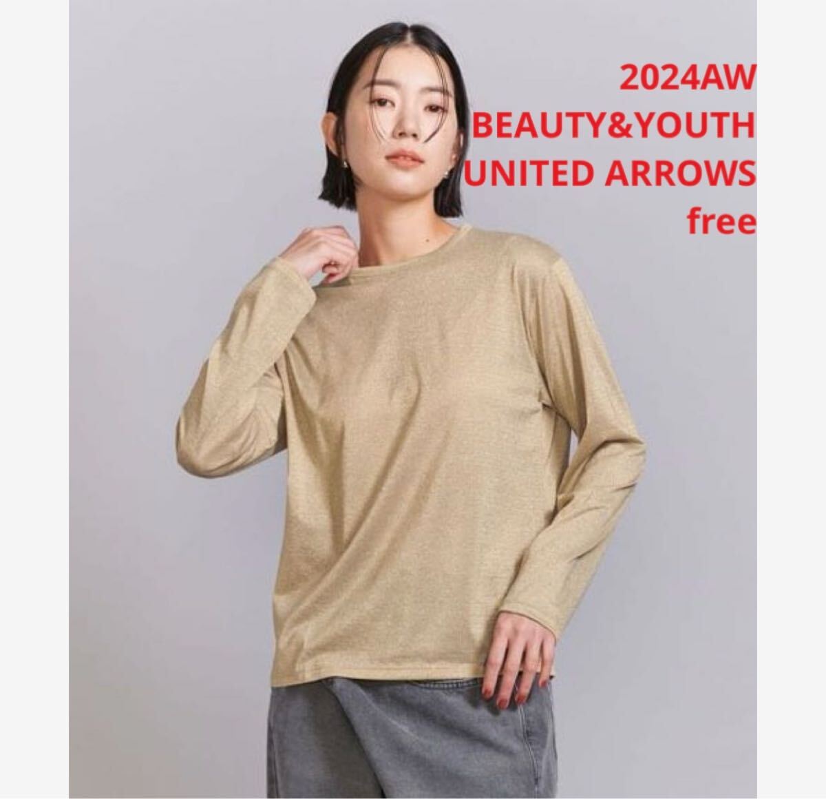 未使用*BEAUTY&YOUTH UNITED ARROWS ラメカットソー 金拍卖