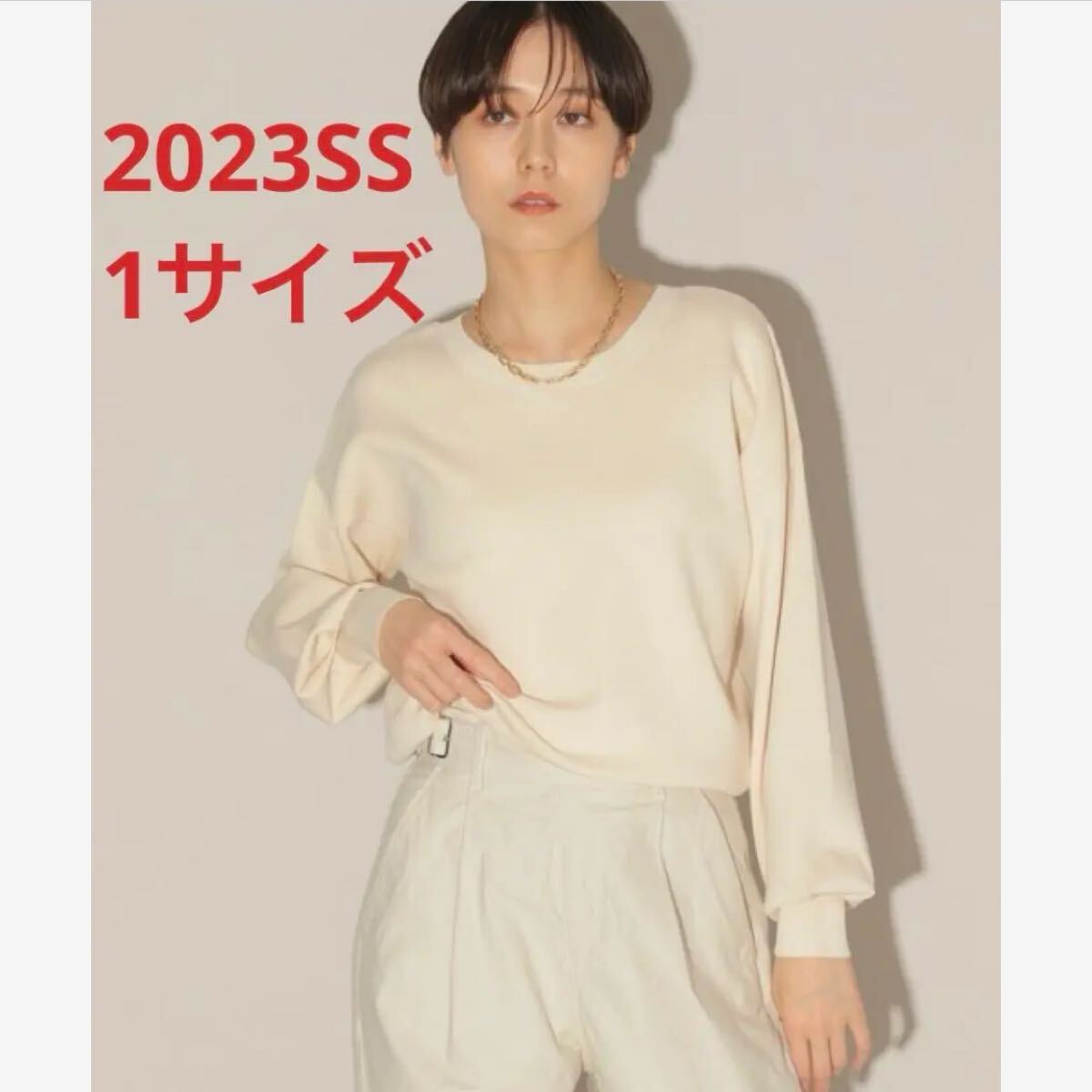 ほぼ新品*BARNYARDSTORM 2WAYスリーブタックニット 上品クリーム拍卖