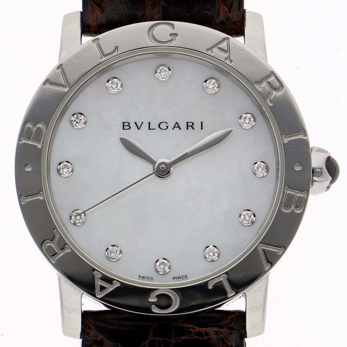 BVLGARI ブルガリ BBL33S ブルガリブルガリ ホワイトシェルダイヤル SS/レザー 自動巻き メンズ【136159】拍卖