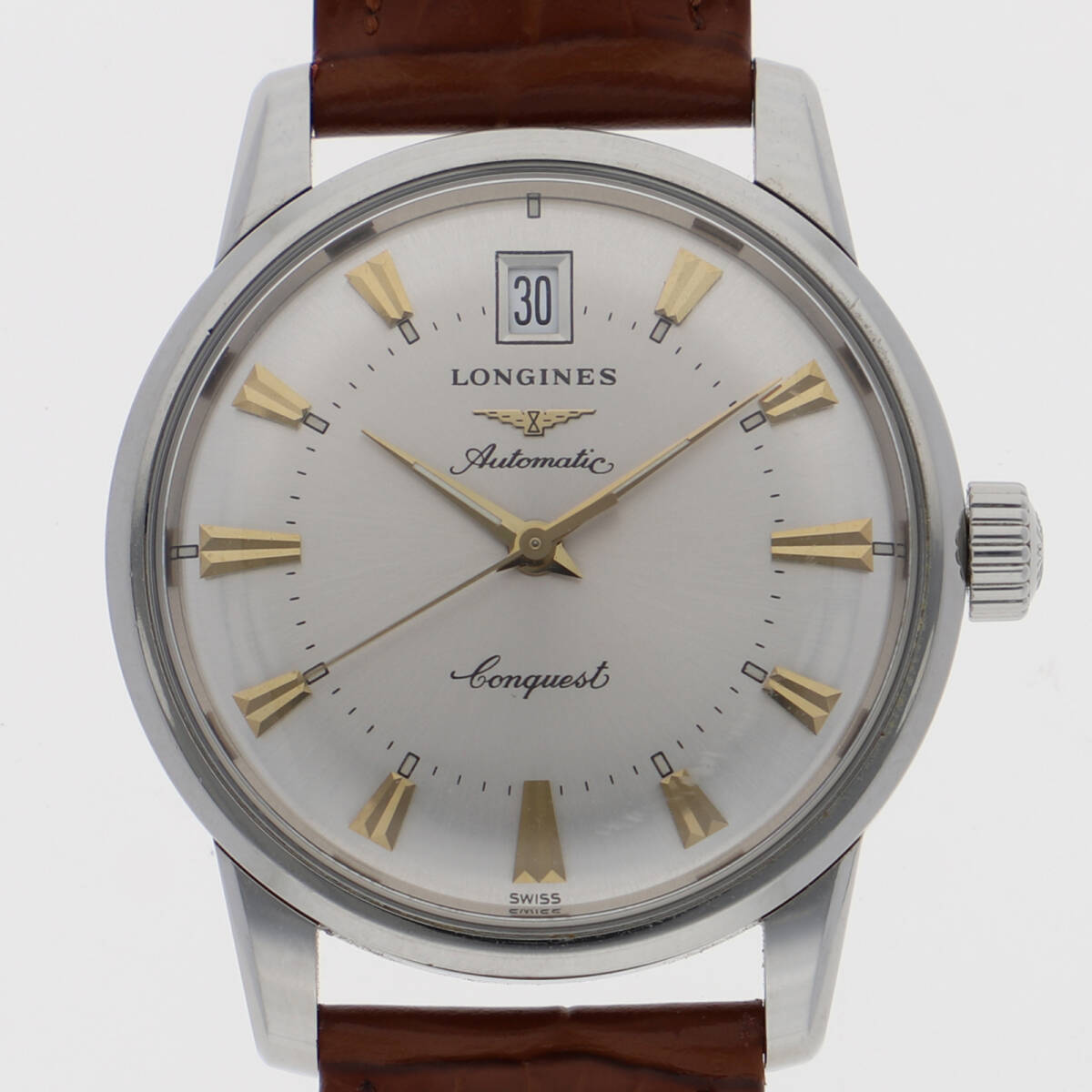 LONGINES ロンジン L1.611.4 コンクエスト ヘリテージ シルバーダイヤル SS/レザー 自動巻き メンズ【136445】拍卖