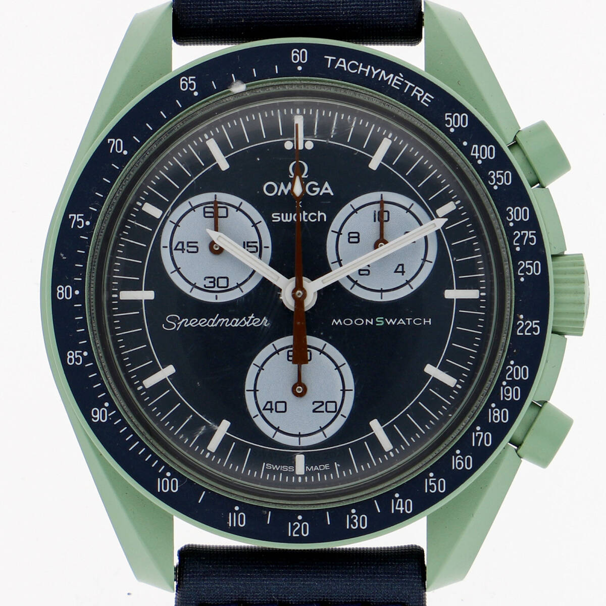 S033G100 ムーンウォッチ・ミッションオンアース ネイビーダイヤル CE/ナイロン クオーツ メンズ【136585】拍卖