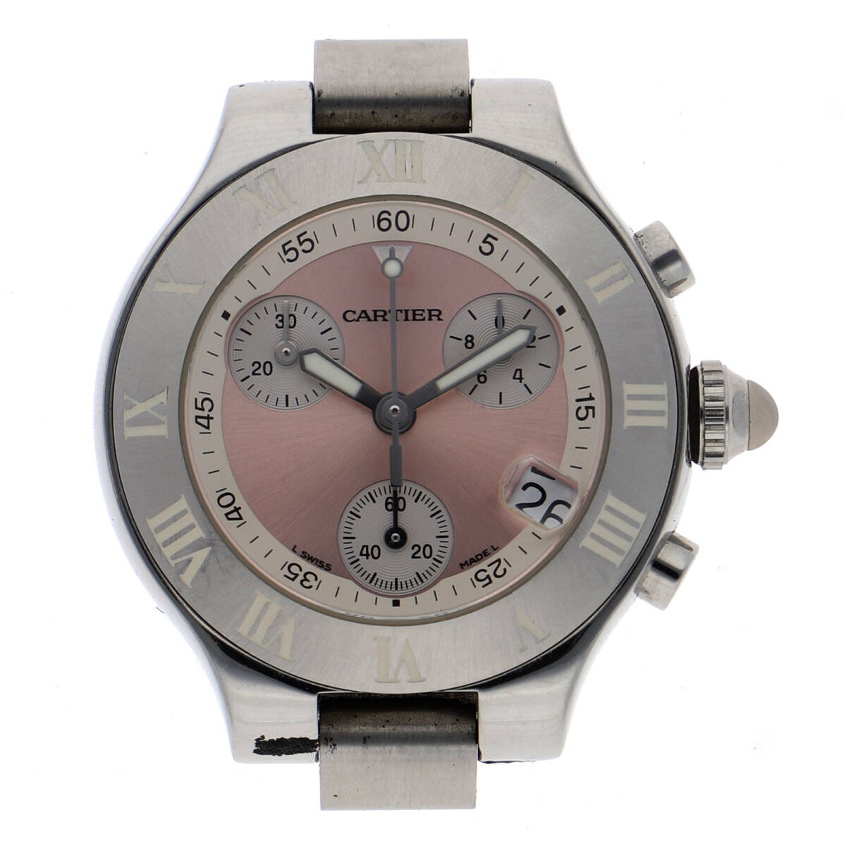 CARTIER カルティエ W1020012 クロノスカフ ピンクダイヤル SS クオーツ【136491】拍卖