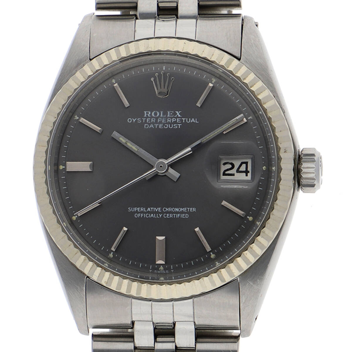 ROLEX ロレックス 1601 デイトジャスト グレーダイヤル SS/WG 自動巻き メンズ【136547】拍卖