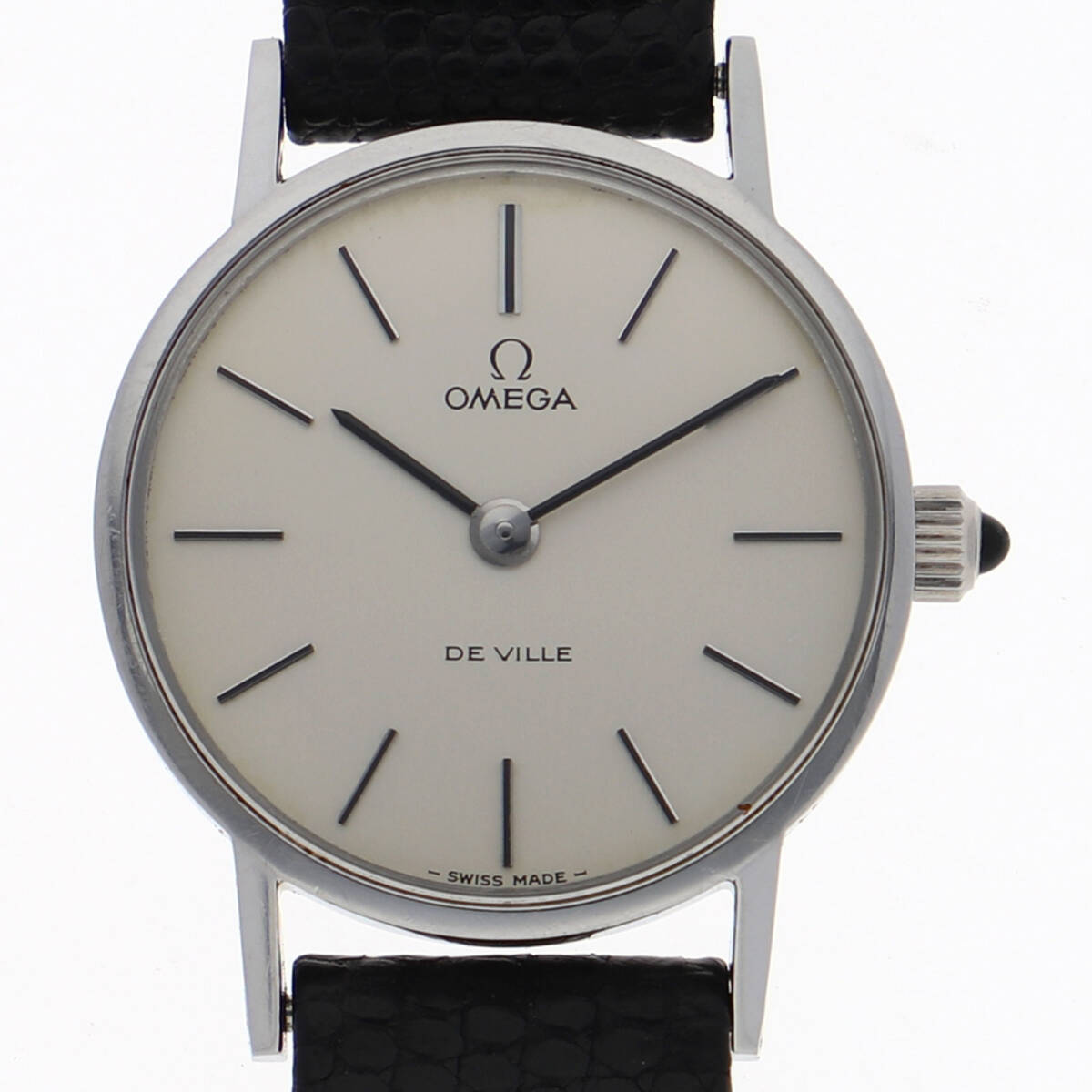 OMEGA オメガ デヴィル シルバーダイヤル SS/レザー/(クロコ) 手巻き レディース【136627】拍卖