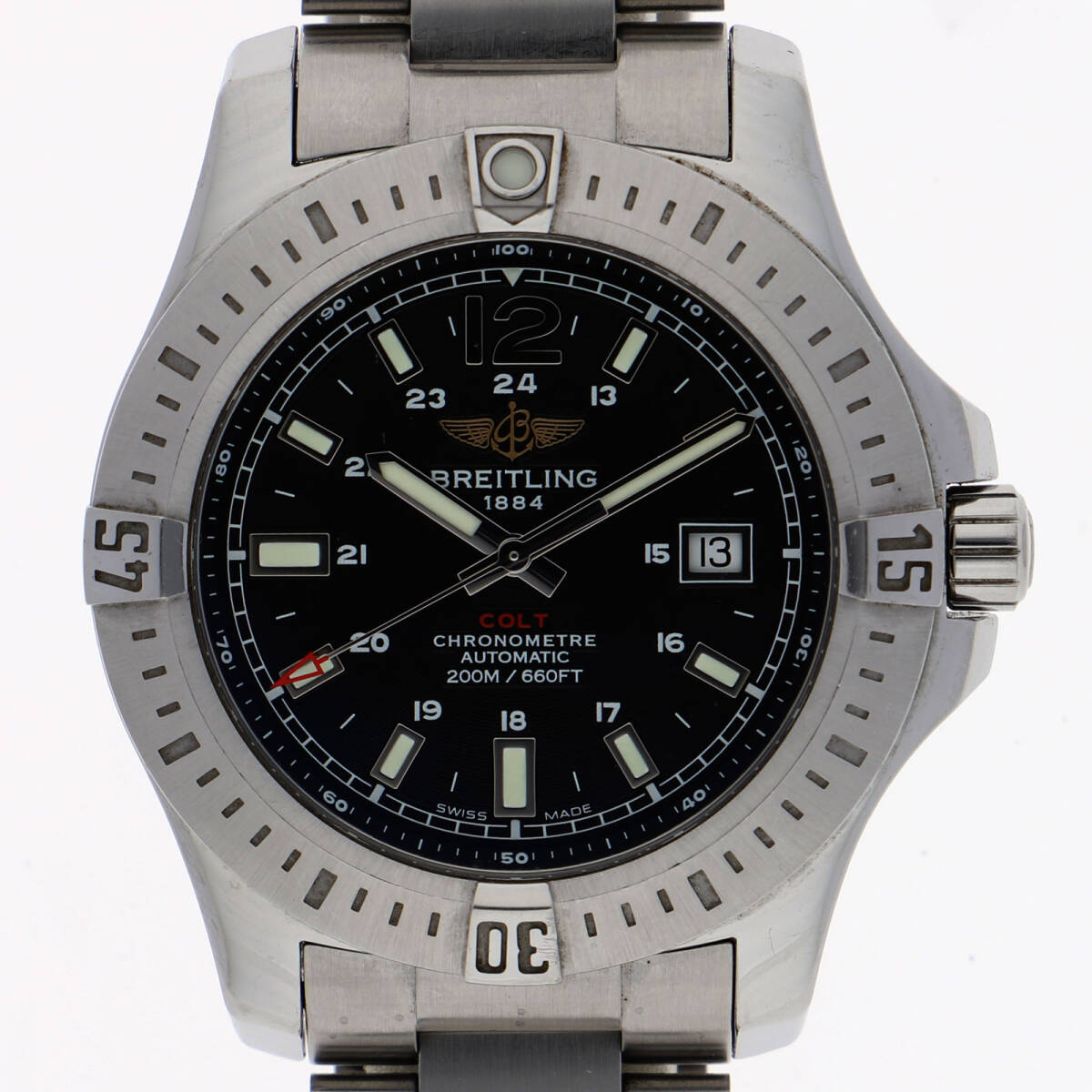 BREITLING ブライトリング A17388 コルト ブラックダイヤル SS 自動巻き メンズ【135828】拍卖