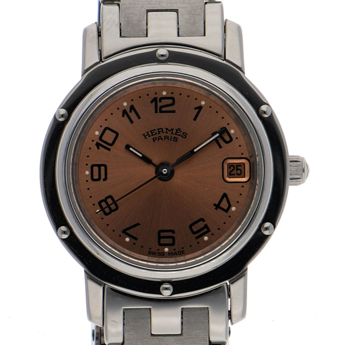 HERMES エルメス CL4.210 クリッパー オレンジダイヤル SS クオーツ レディース【136778】拍卖