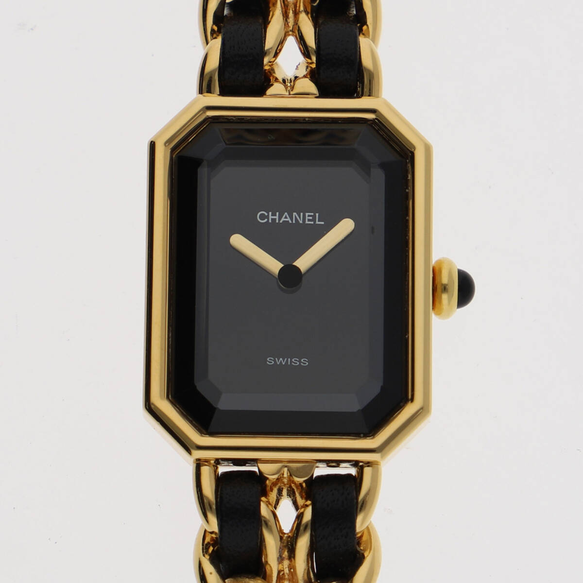 CHANEL シャネル H0001 プルミエールS ブラックダイヤル GP/レザー クオーツ レディース【131012】拍卖