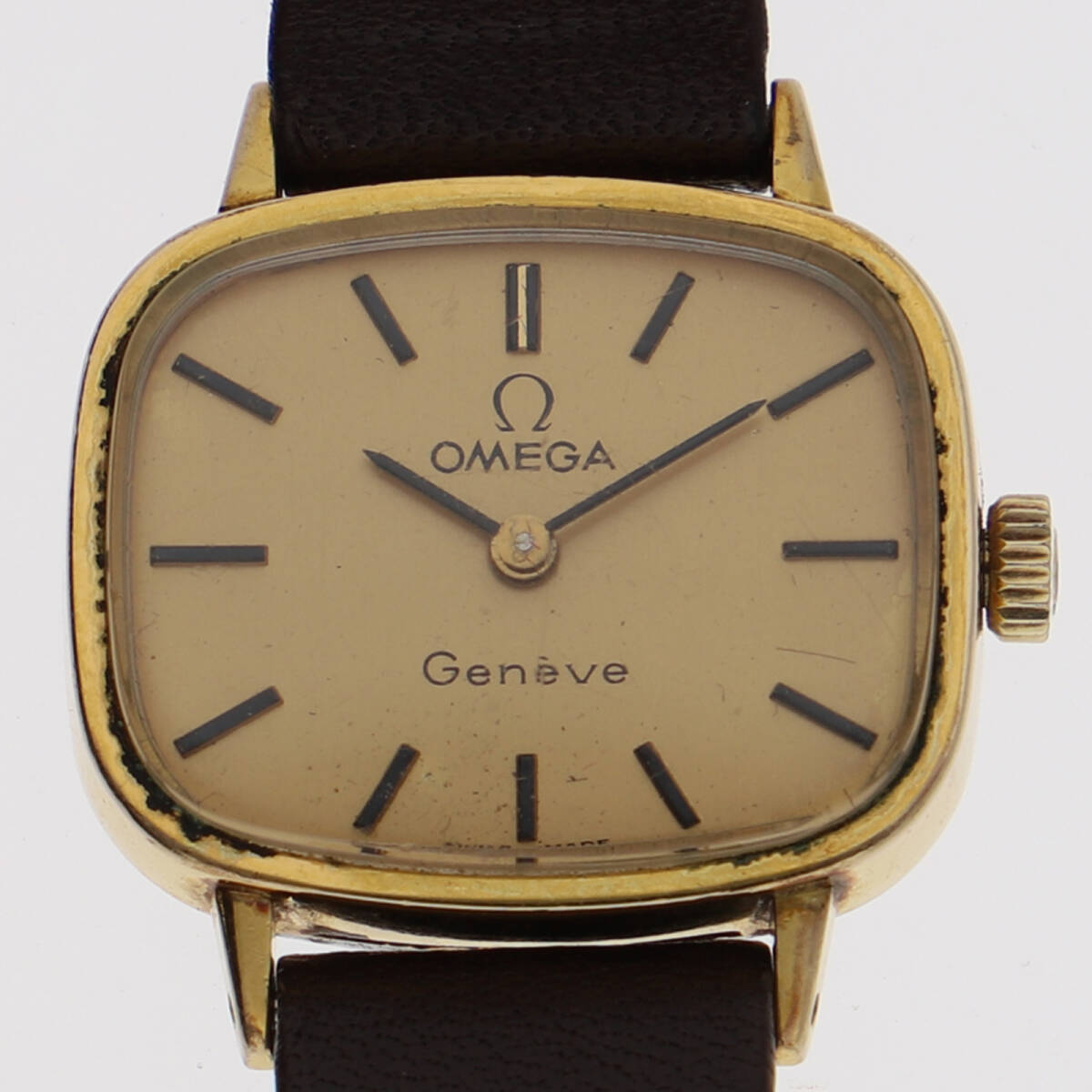 OMEGA オメガ Cal.625 デヴィル ゴールドダイヤル GP/レザー 手巻き レディース【136315】拍卖
