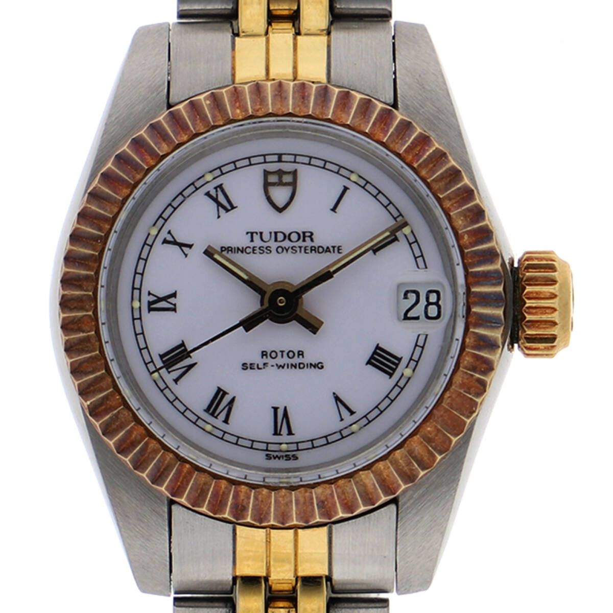 TUDOR チュードル 92313 プリンセス オイスターデイト ホワイトダイヤル YG/SS 自動巻き レディース【137245】拍卖