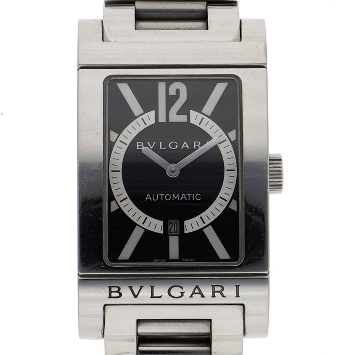 BVLGARI ブルガリ RT45S レッタンゴロ ブラックダイヤル SS 自動巻き メンズ【137341】拍卖