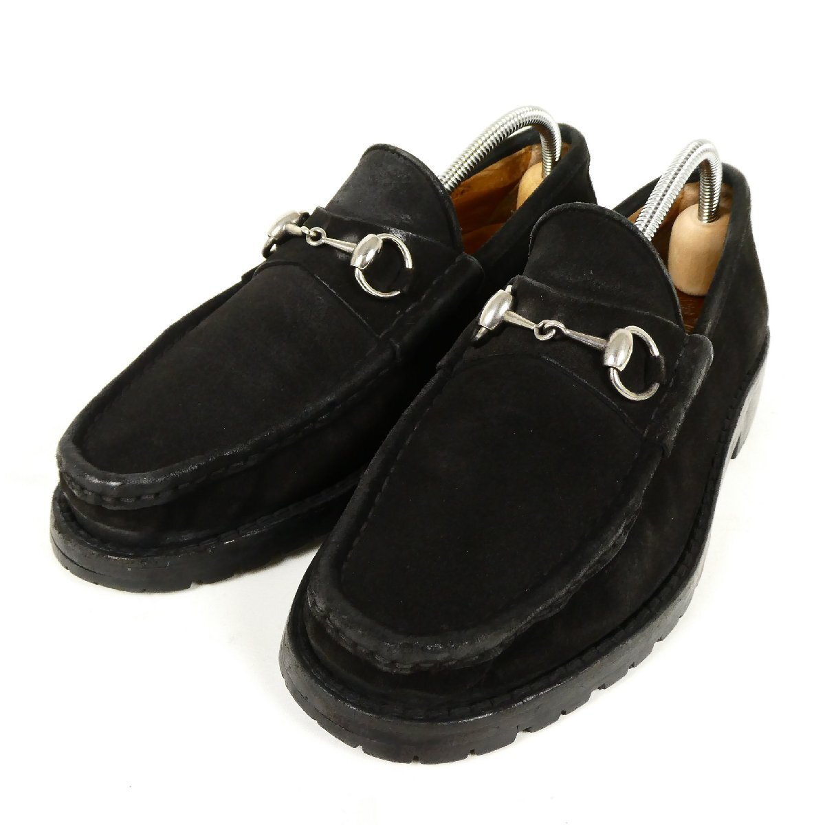 GUCCI グッチ ホースビット ローファー 革靴 スエード ビジネスシューズ イタリア製 111 6030 ブラック 40E 約25cm 中古■PH005s■拍卖