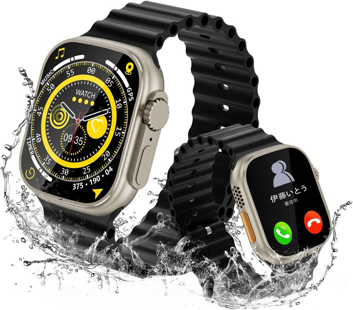 スマートウォッチ Bluetooth通話 2.15インチ大画面 音楽再生 歩数拍卖