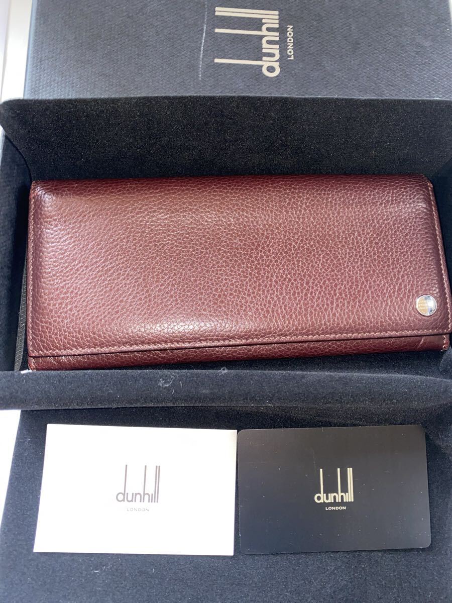 超美品 ダンヒル 二つ折り 長財布 メンズ 型押しレザー ブラウン 中古 送料無料 Dunhill拍卖