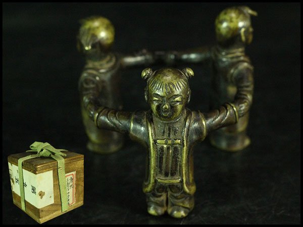 【金閣】茶道具 唐物 三唐子 蓋置 時代物 旧家蔵出 送料無料(A824)拍卖