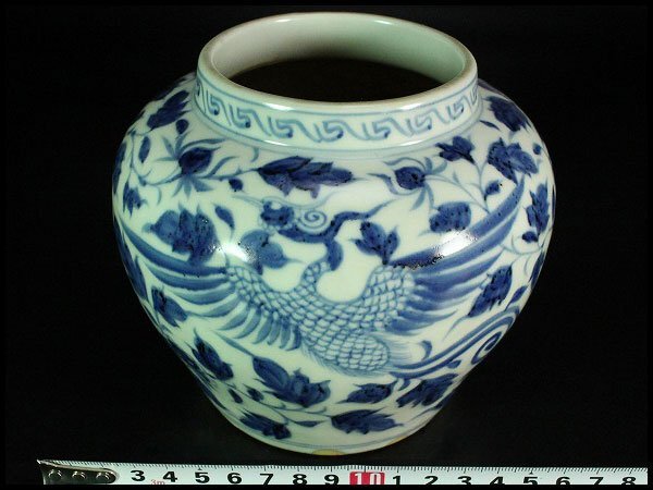 【金閣】中国美術 青花 纏枝蓮花鳳紋 壷 旧家蔵出 送料無料(A727)拍卖