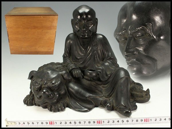 【金閣】古銅 獅子羅漢 置物 時代物 古作 35cmx27cm 旧家蔵出 送料無料(XA800)拍卖