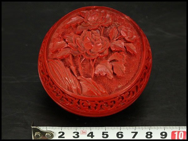 【銀閣】中国美術 赤い 花模様 香合 旧家蔵出 送料無料(LC904)拍卖