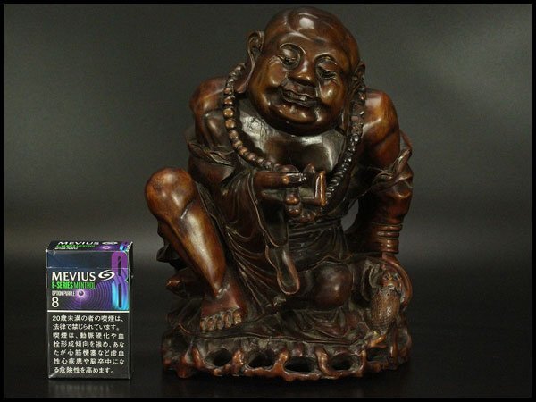 【銀閣】中国美術 木彫刻 羅漢 人物 時代物 旧家蔵出 送料無料(A439)拍卖